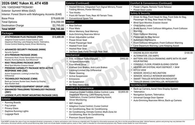2026 GMC Yukon XL AT4
