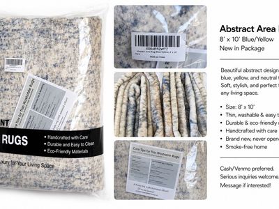 New 8’ x 10’ Blue/Yellow Abstract Area Rug – New in Package