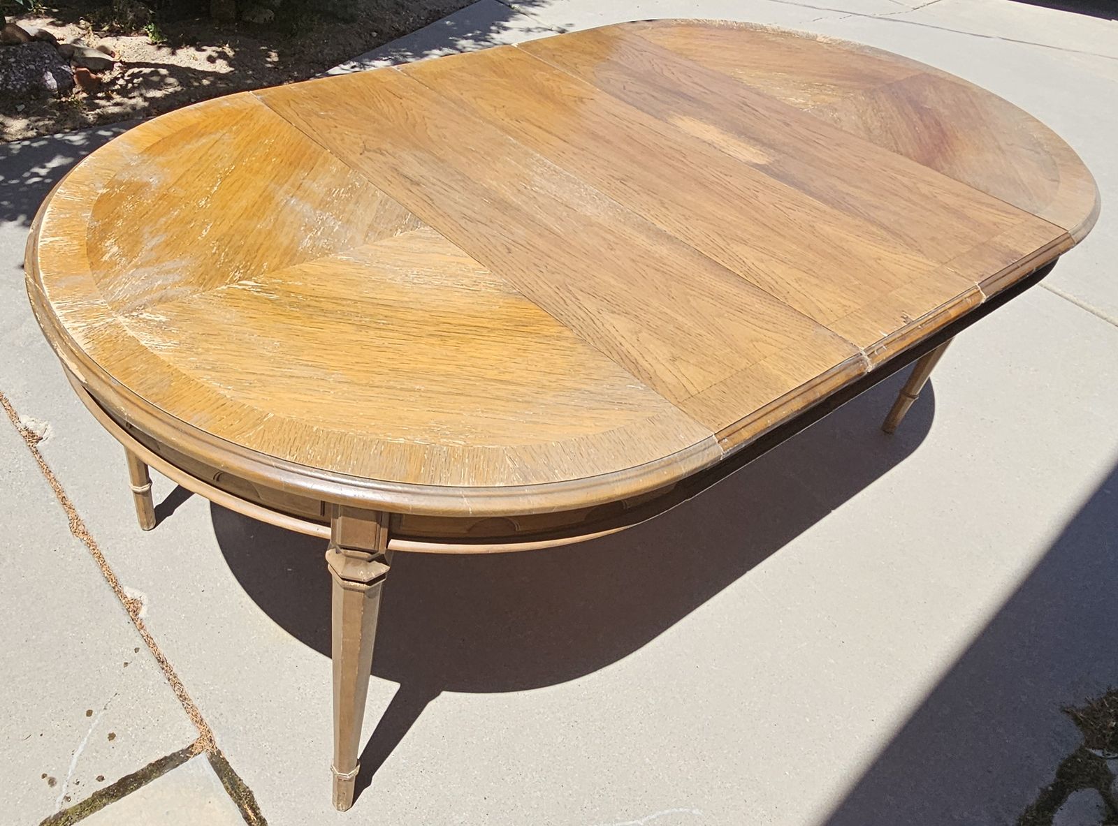 Vintage Oval Wood Dining Table with Removable Leaf Insert