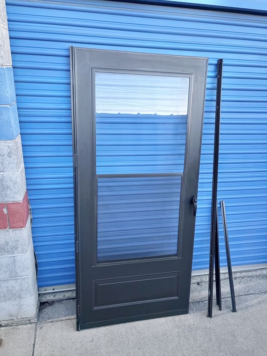 Black 36x80 Big Glass Storm Door With Screen