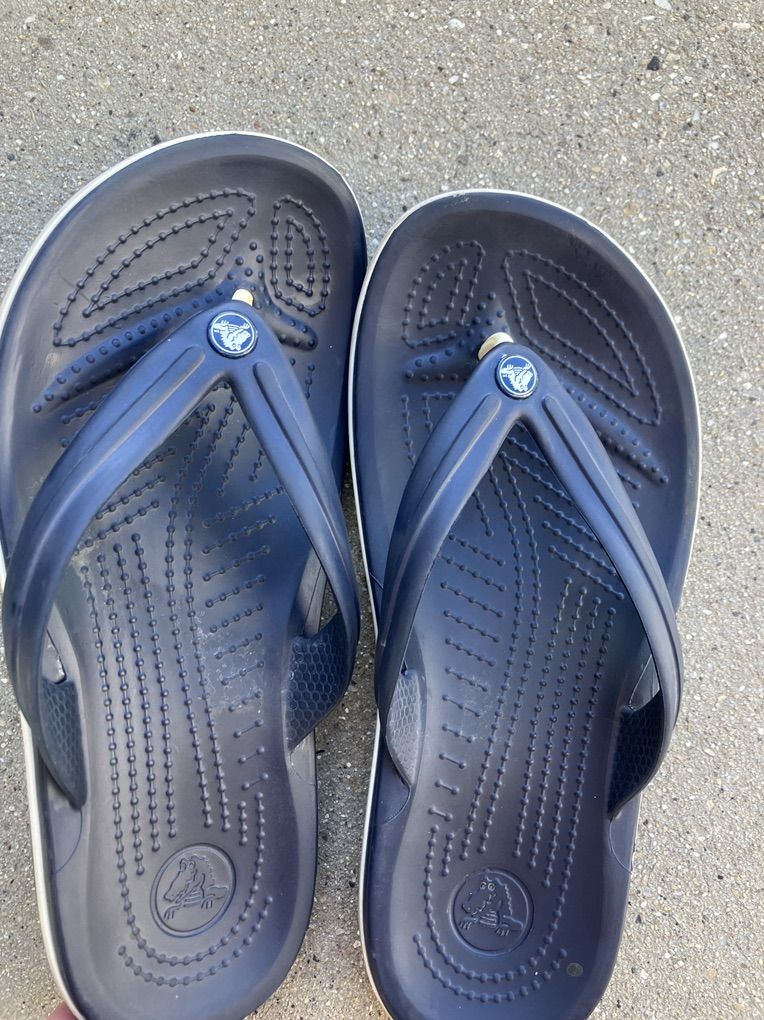 Crocs Flip Flops Navy Blue Womens Size 7