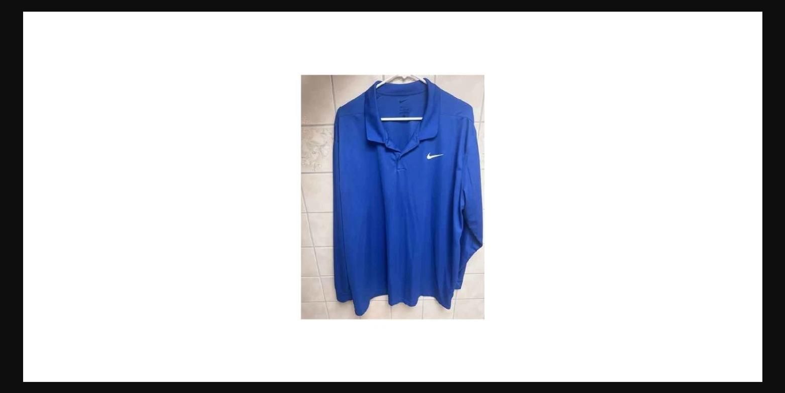 Nike Dri-FIT Long Sleeve Polo Shirt - Mens XXL Royal Blue