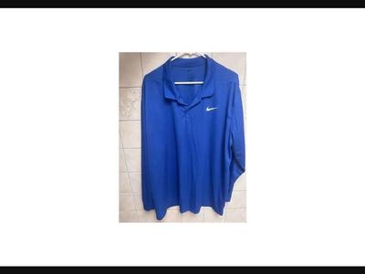 Nike Dri-FIT Long Sleeve Polo Shirt - Mens XXL Royal Blue
