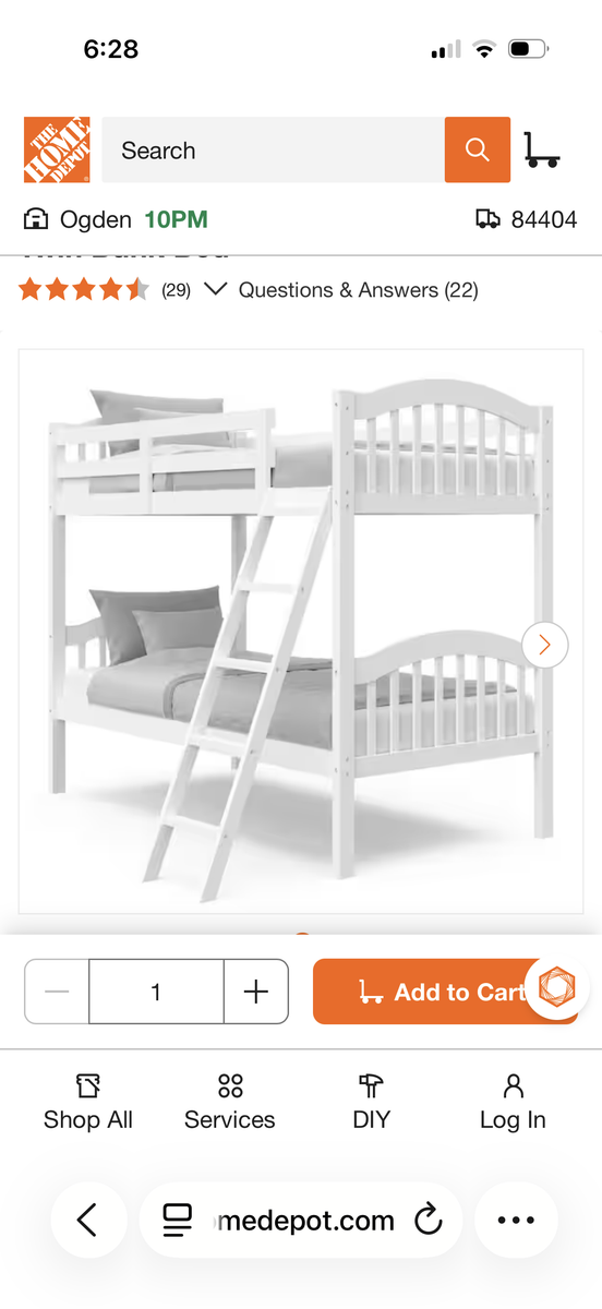 Brand new longhorn white solid hardwood twin bunk bed