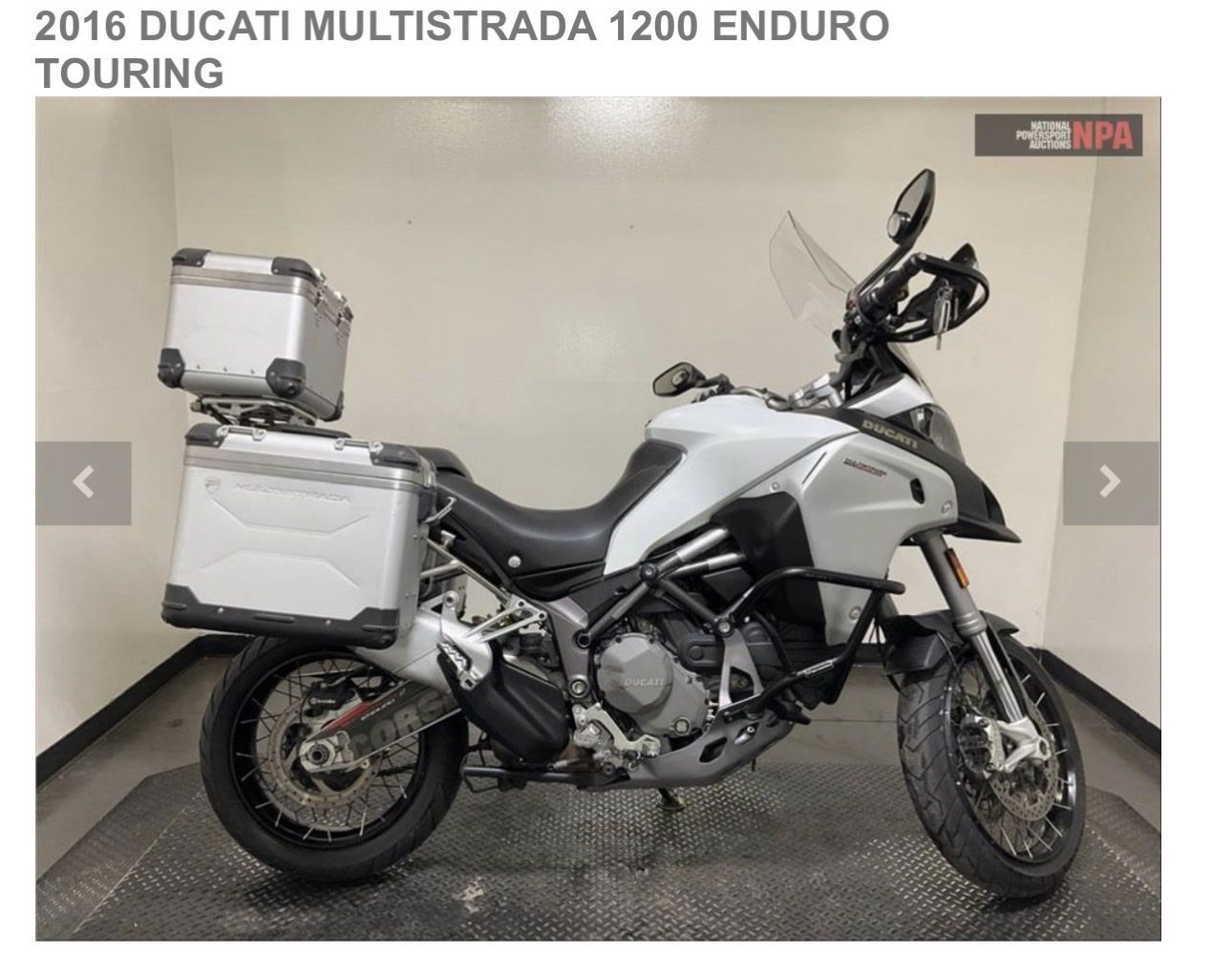 2016 Ducati Multistrada 1200 Enduro Touring Motorcycle - 14,922 Miles, Hard Cases