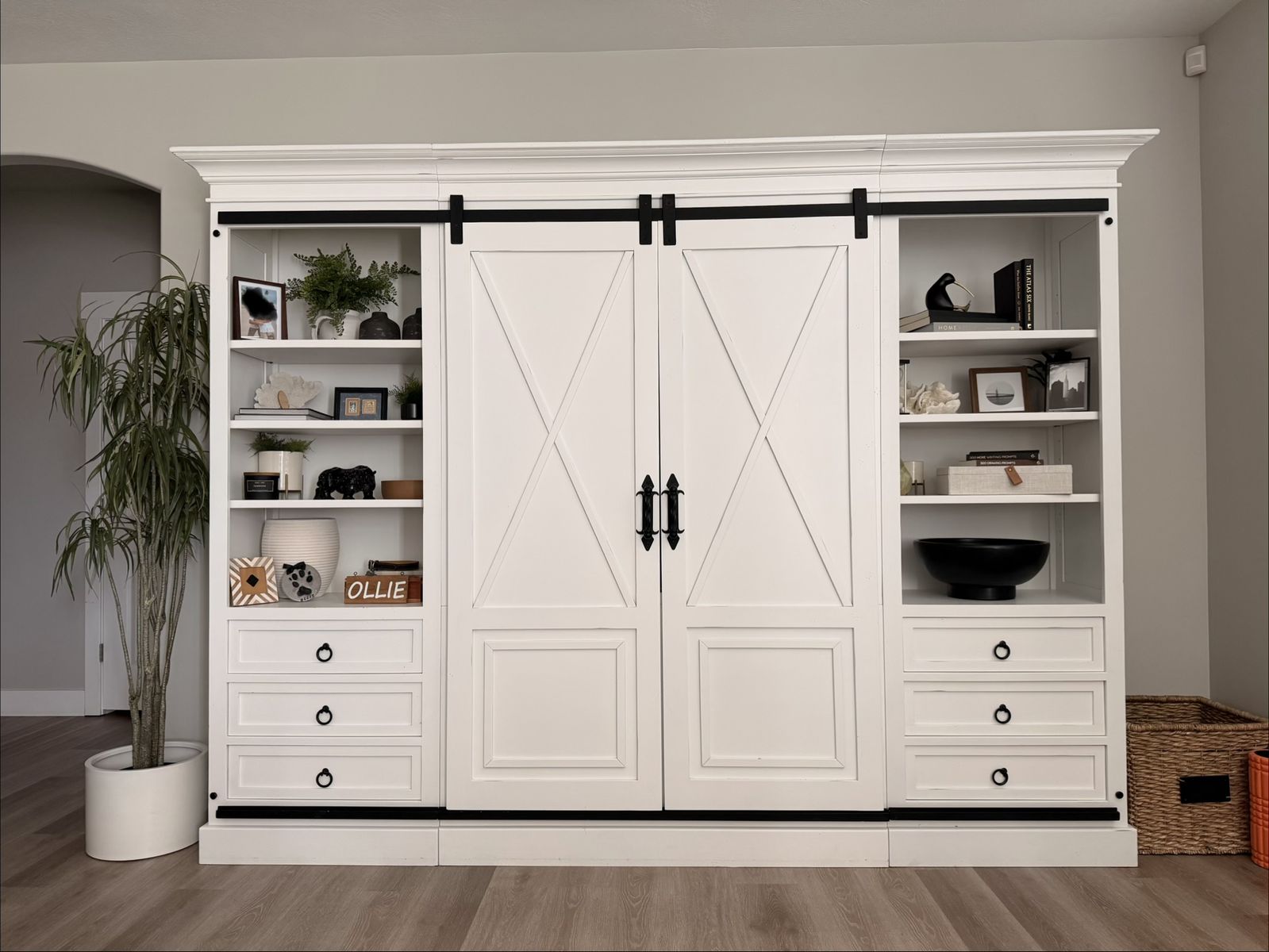 White Barn Door Entertainment Center