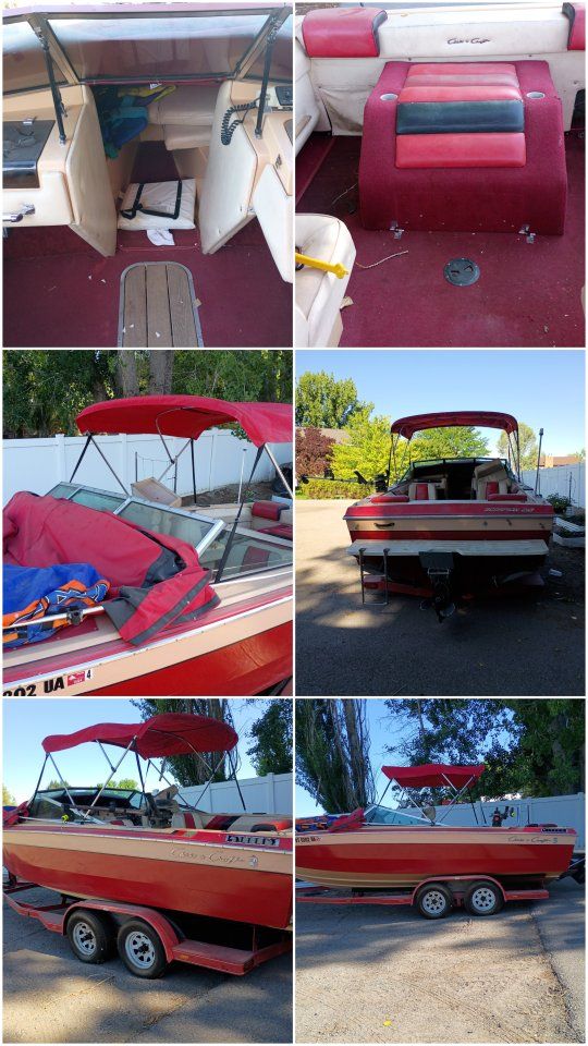 Chris-Craft Scorpion 210 Bowrider Boat with Trailer - 21ft, Red/Tan, Bimini Top DOES NOT RUN