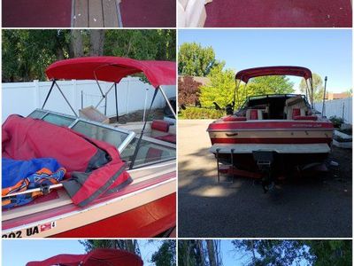 Chris-Craft Scorpion 210 Bowrider Boat with Trailer - 21ft, Red/Tan, Bimini Top DOES NOT RUN