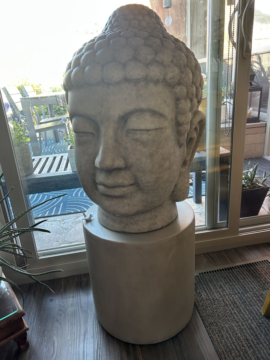 BUDDHA LARGE HEAD & CONCRETE PEDESTAL