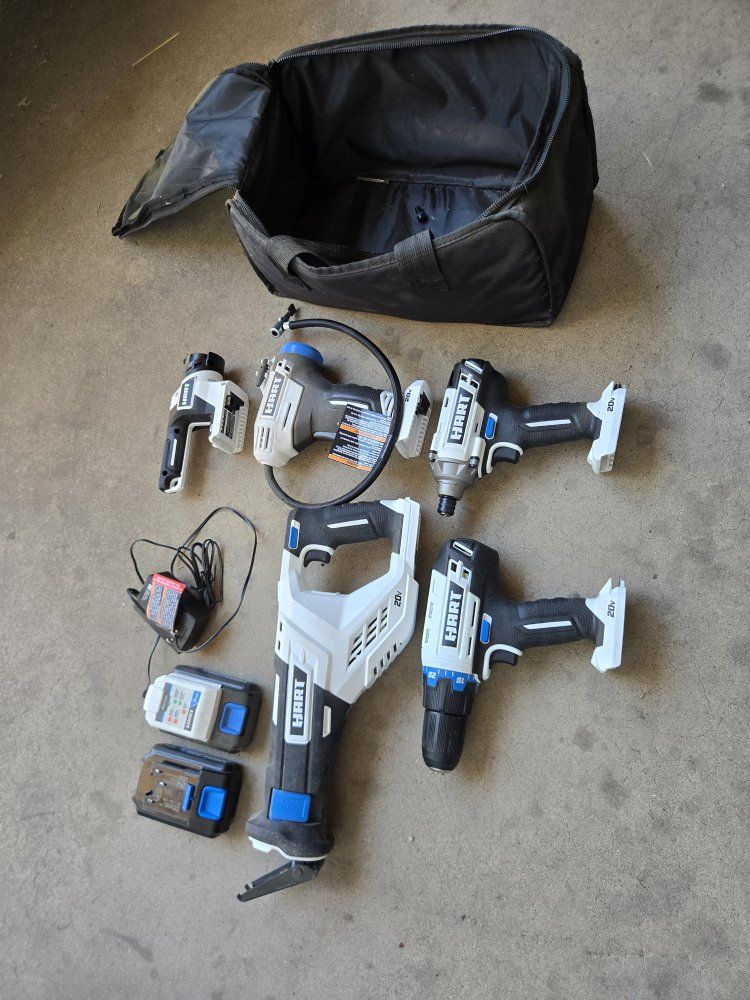 Hart 20-Volt Cordless 5-Tool Combo Kit with Batteries and Charger