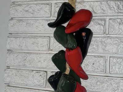 Vintage Ceramic Chili Pepper Ristra "Hecho en Mexico" Decorative Hanging