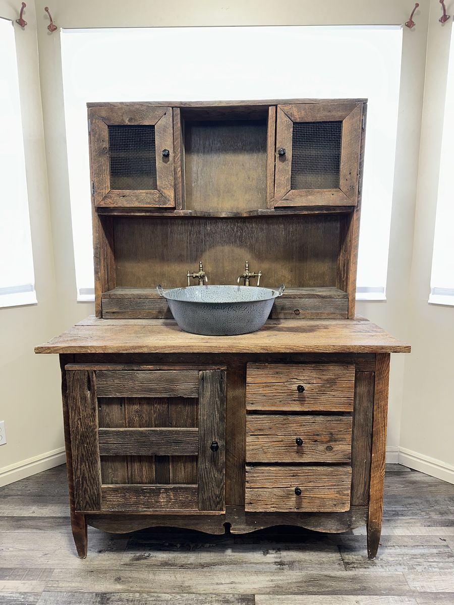 Barn Wood Dry Sink Hutch Rustic Decor