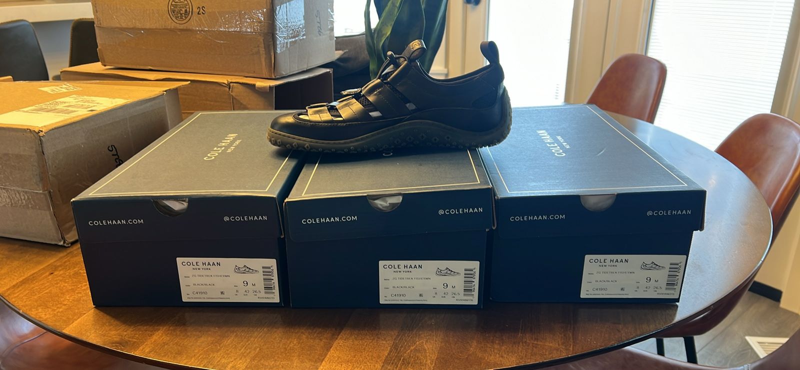 Cole Haan ZG Tide Trek Fisherman Sandals - Men's Black Leather, Size 9M