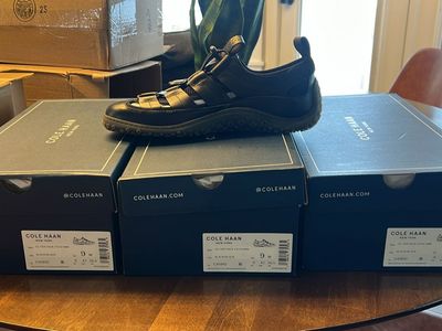 Cole Haan ZG Tide Trek Fisherman Sandals - Men's Black Leather, Size 9M