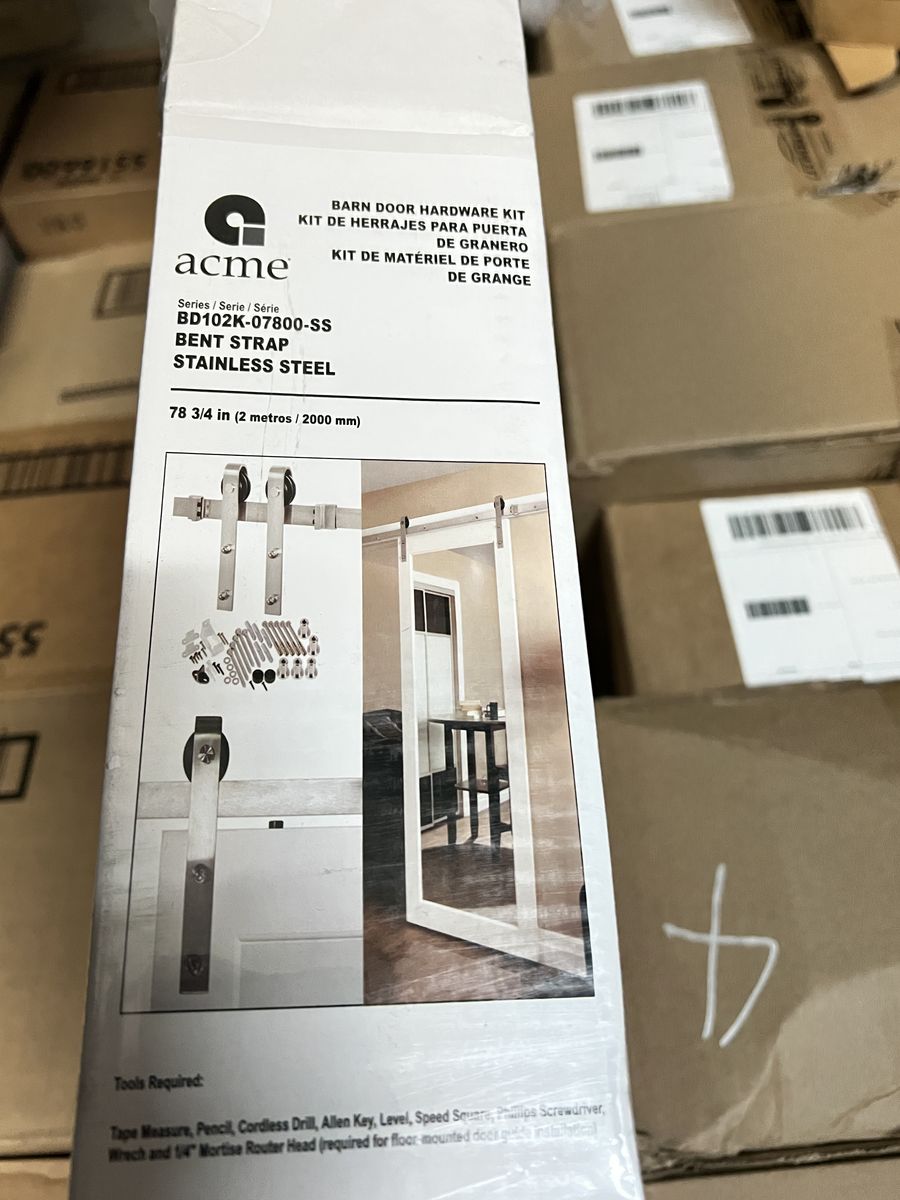 Renin BD102K‑07800‑SS Bent Strap Barn Door Hardware Kit.