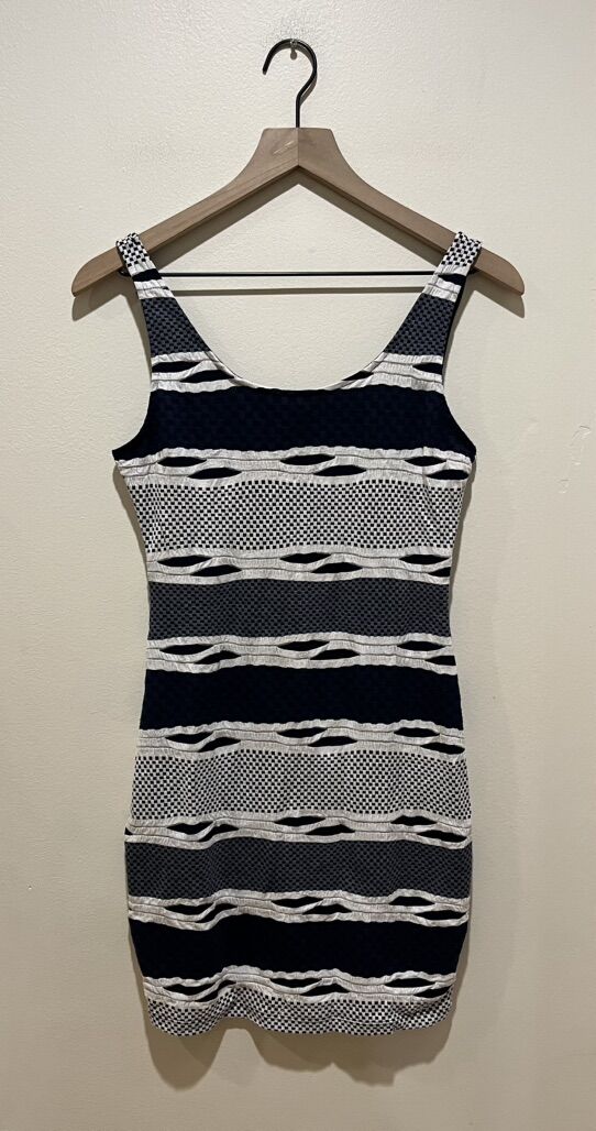 Aqua Brand Navy Blue and White Sleeveless Dress XS