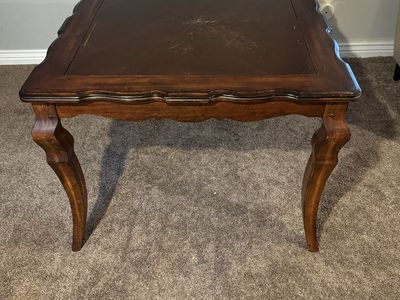 Vintage Wooden Game Table with Reversible Chess Checkers Board and Backgammon
