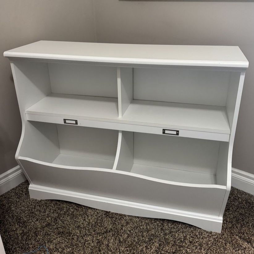 White 41" Kids Multi-Bin Toy Storage Organizer & Shelf Bookcase