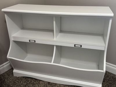 White 41" Kids Multi-Bin Toy Storage Organizer & Shelf Bookcase