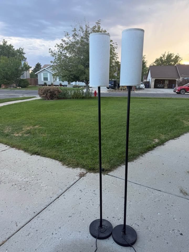 Set of 2 Modern Black Floor Lamps