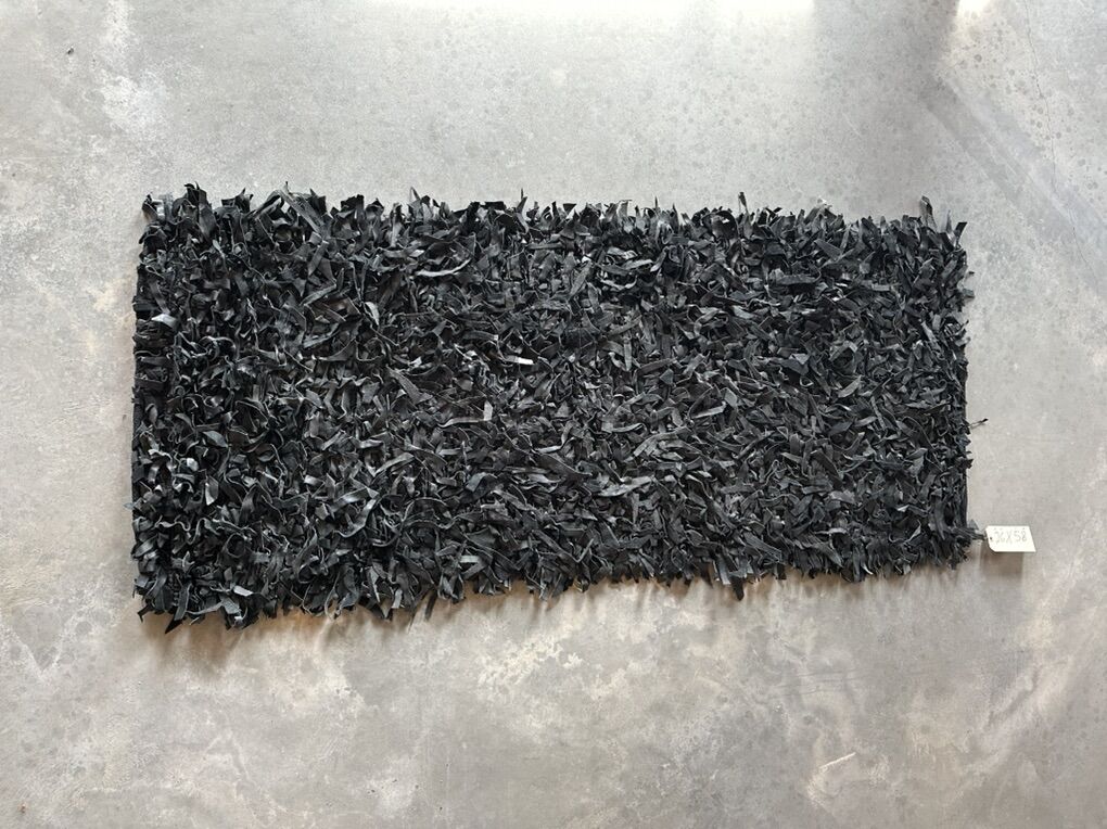 Reversible Rustic Black Leather Rug (2’6” x 5’8”)