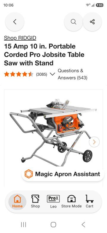 RIDGID 15-Amp 10 in. Portable Corded Pro Jobsite Table Saw with Rolling Stand