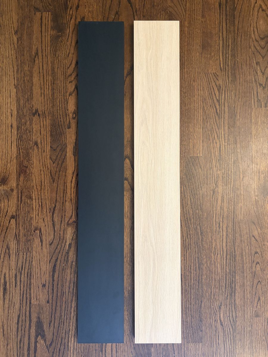 Black and Tan Melamine Boards 3/4"x6"x42"