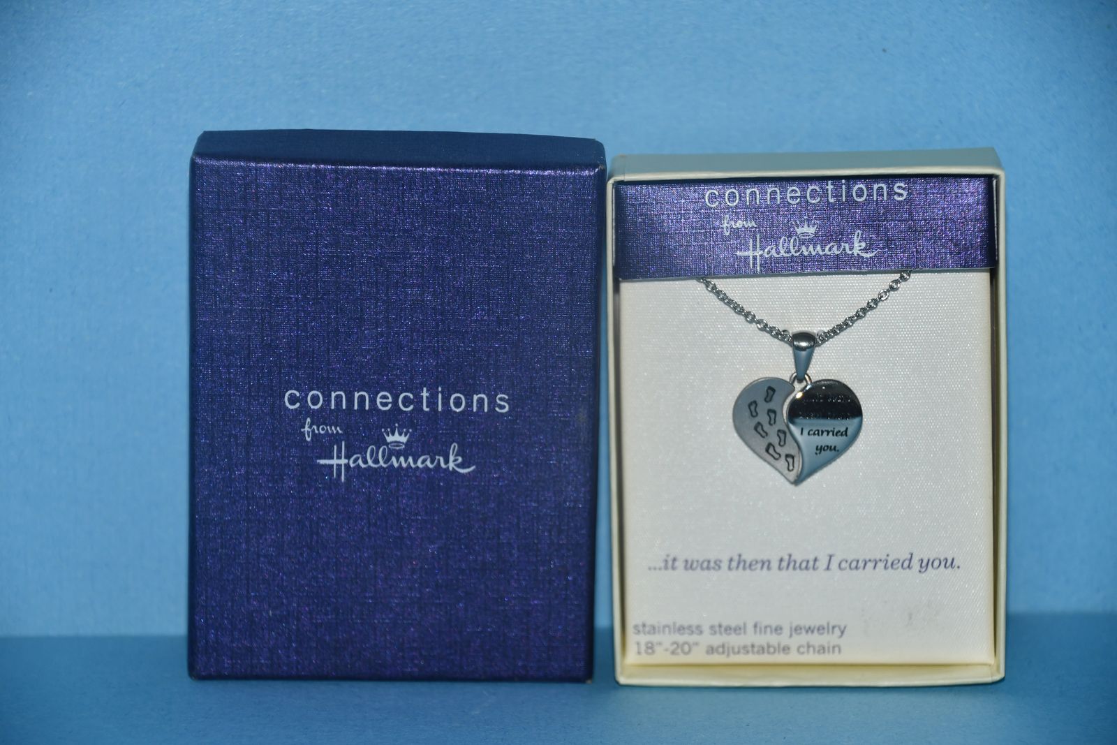 NEW HALLMARK "IT WAS THEN THAT I CARRIED YOU" NECKLACE ~ 18" to 20" CHAIN ~ STAINLESS STEEL ~ BEAUTIFUL!