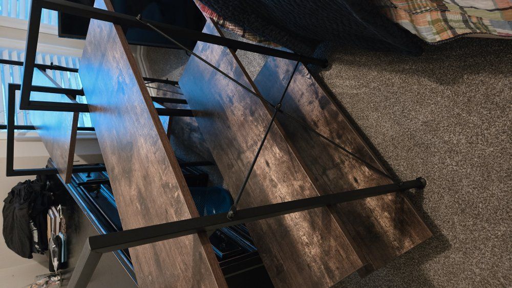 3 tier black metal and wood shelves