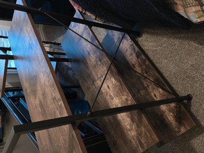 3 tier black metal and wood shelves