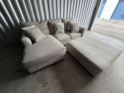 Beige sectional and ottoman - Free delivery!