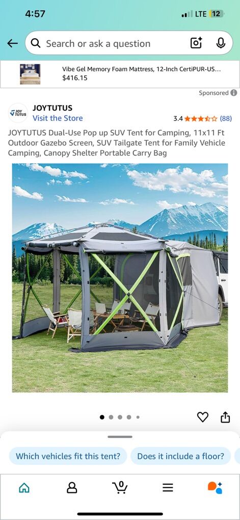 NEW IN BOX - 11 X 11 DUAL USE SUV POP UP TENT