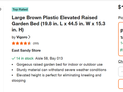 Large Brown Plastic Elevated Raised Garden Bed (19.8 in. L x 44.5 in. W x 15.3 in. H)