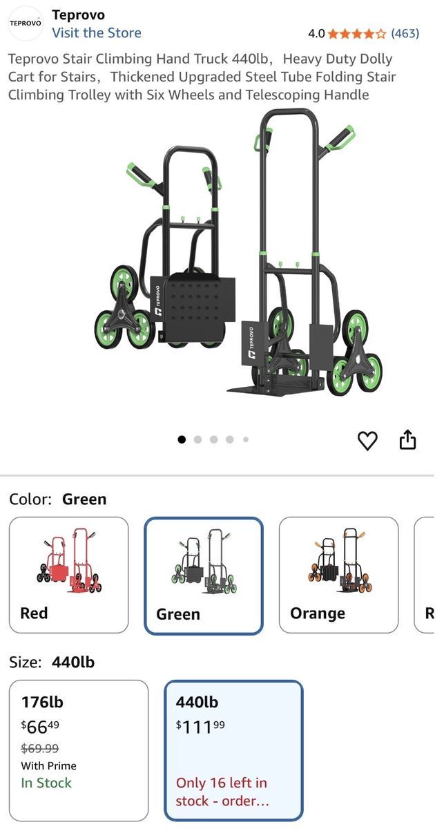 Stair climbing hand truck