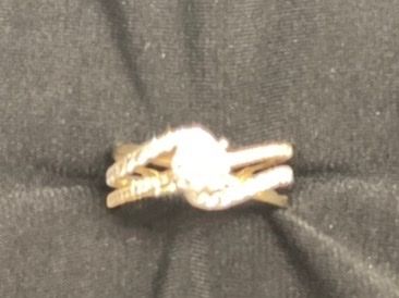 14-k gold 1 carat Moissanite Swirl Engagement Ring with Round Center Stone and Accents -size 8