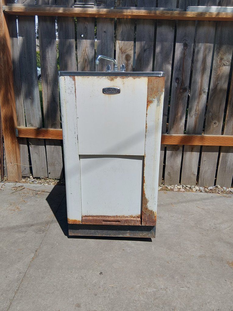 Vintage Frigidaire Washing Machine Cabinet with Sink - Rustic Industrial Decor Piece