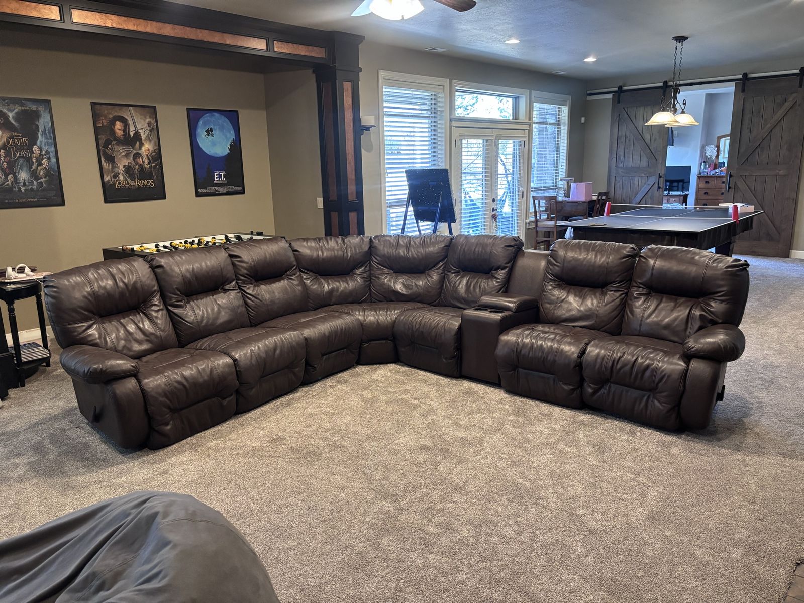Large Brown Leather Sectional