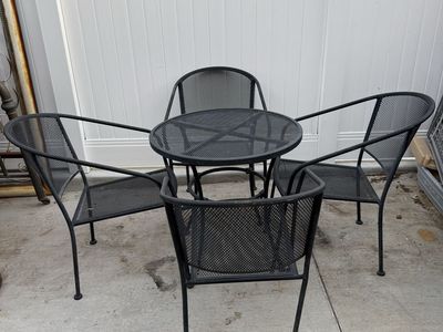 All Metal simple black patio set with 4 chairs