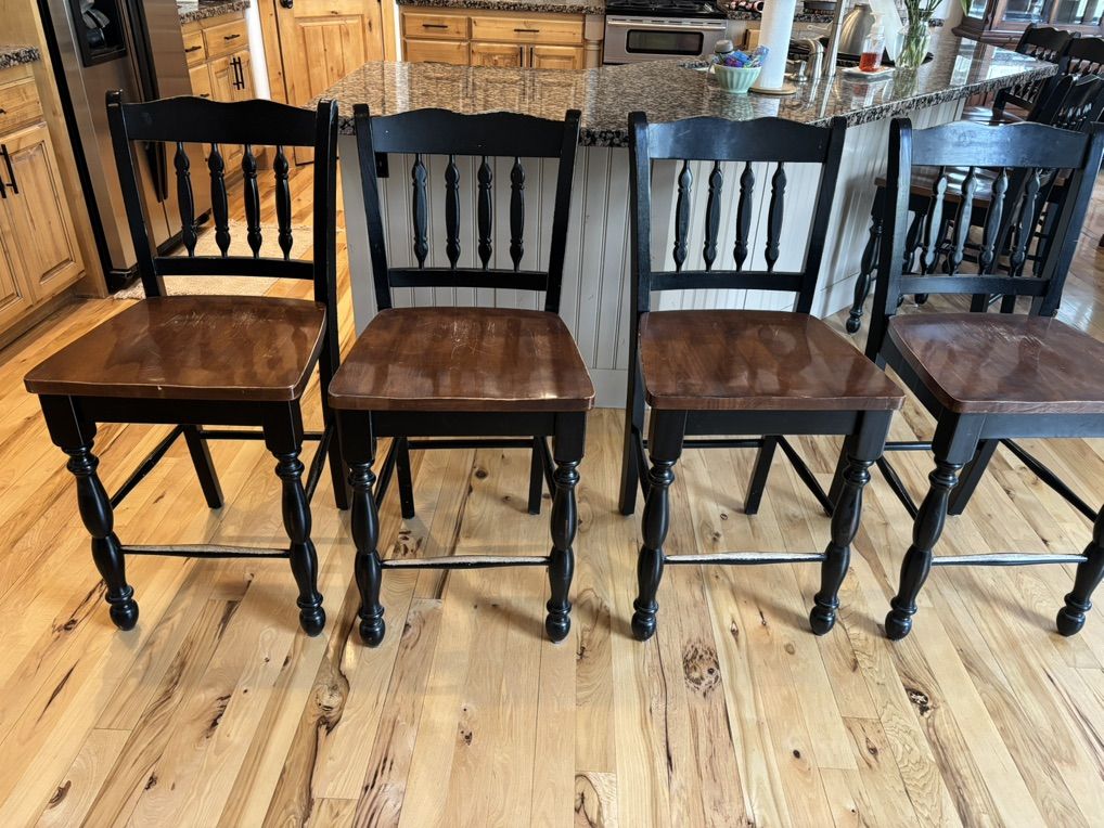 4 Solid Wood Counter Stools
