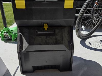 Black Plastic Toolbox/Storage Box with Yellow Latches - Durable & Portable