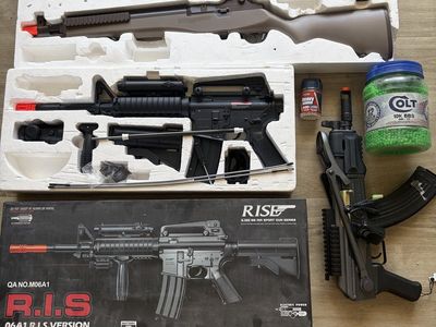 Various Airsoft Guns & Accessories: Rifles, Carbine, Pistol, BBs - 2 are brand new in the box. Other one is used
