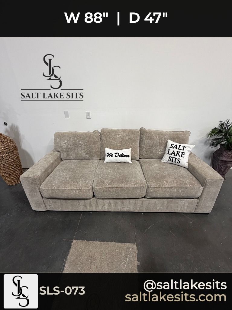 Grey Distressed Fabric Sofa Couch