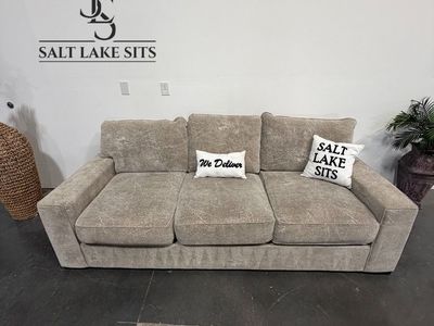 Grey Distressed Fabric Sofa Couch