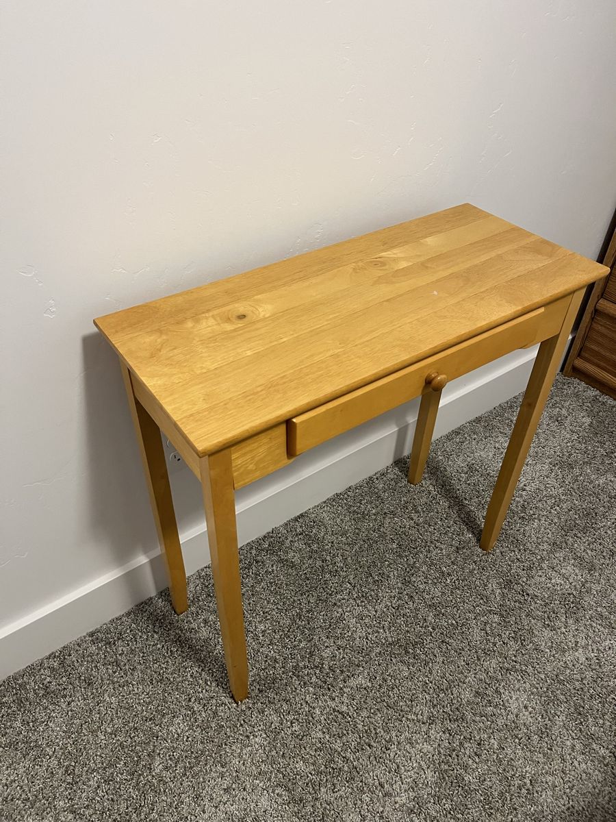 Light Wood Finish Writing Desk /  Front Entry table with Single Drawer $35