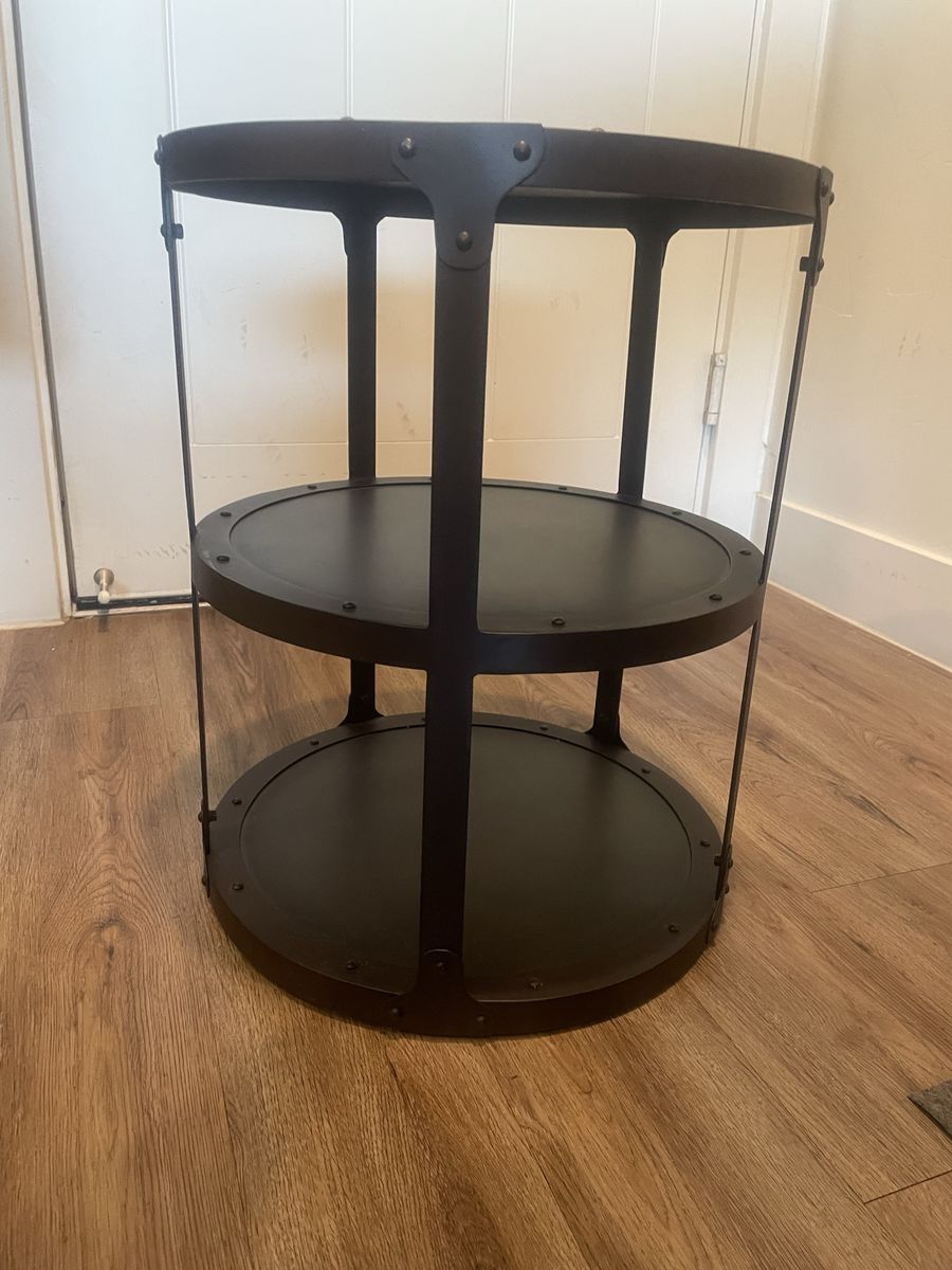 Ethan Allen Connor Accent Table - 16" Dia. x 20" H, 3-Tier Round Metal Side Table