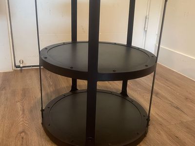 Ethan Allen Connor Accent Table - 16" Dia. x 20" H, 3-Tier Round Metal Side Table