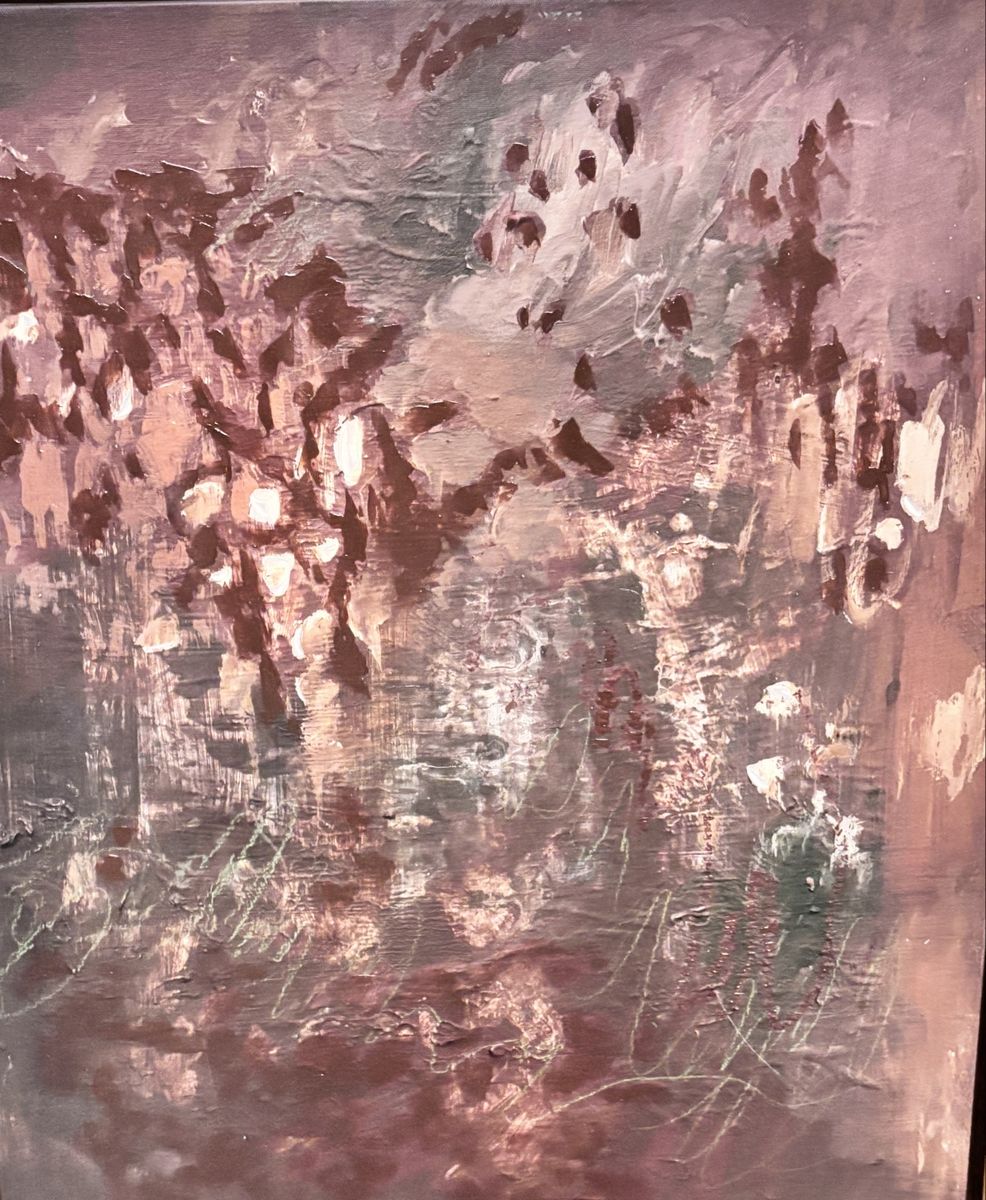 Original Abstract Textured Painting in Earth Tones with Gold Frame
