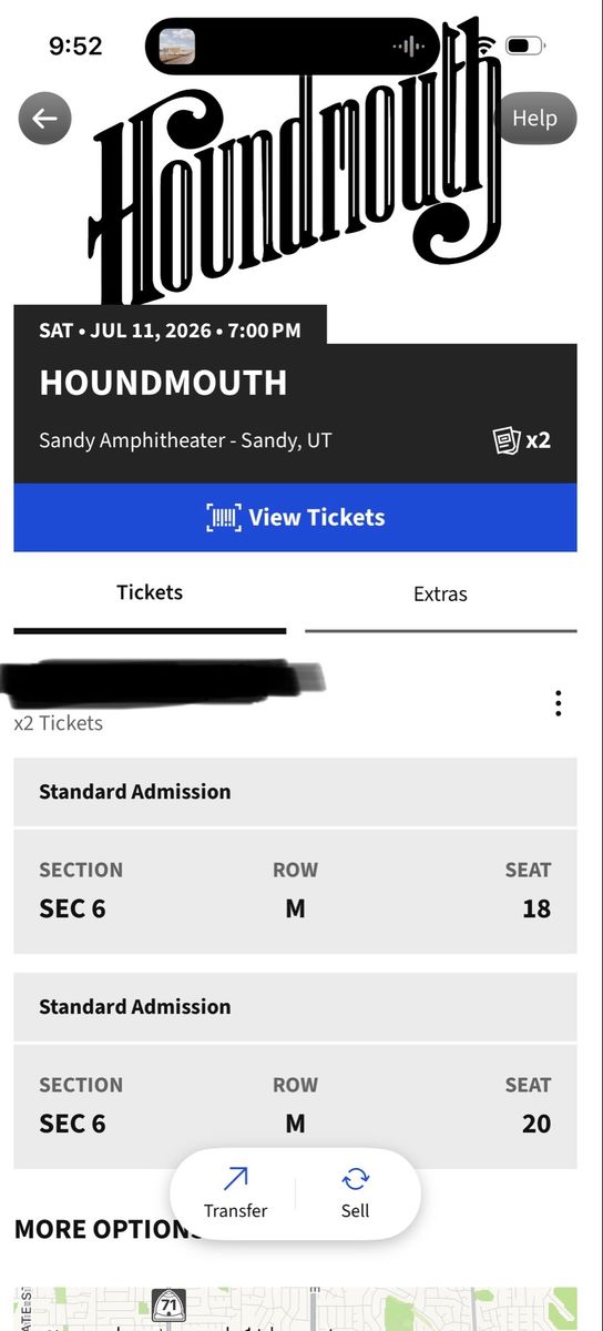 Houndmouth Concert Tickets (x2) - Sandy Amphitheater - July 11, 2026 - Section 6, Row M