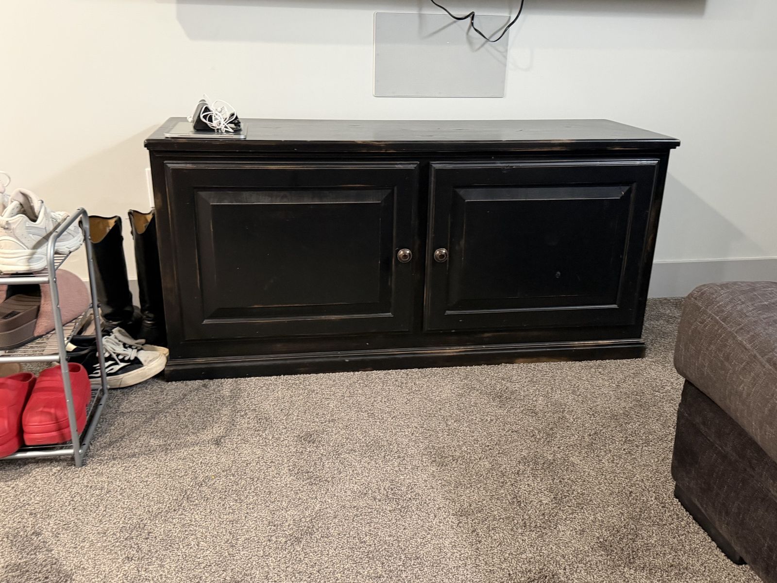 Rustic Black Wooden Storage Cabinet with 2 Doors, 50.5 x 24, x17 width