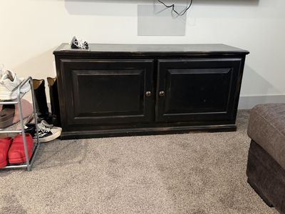Rustic Black Wooden Storage Cabinet with 2 Doors, 50.5 x 24, x17 width
